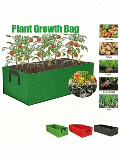 2件/1件方形布製加高植栽盆含把手，適用室內外園藝，可種植花卉、蔬菜、馬鈴薯及各種植物，耐用布製長方形種植容器，適合居家園藝