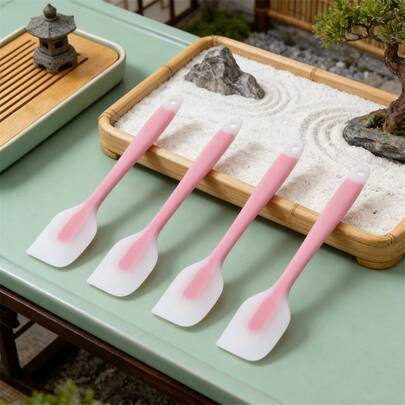 Small Silicone Spatula 8.2 Inch, 450°F Heat Resistant Flexible Scraper, Non-Stick Mini Turner For Precise Baking/Spreading/Mixing, Dishwasher Kitchen Tool (Pink/Lime/Mint Blue)[2/4 Packs]