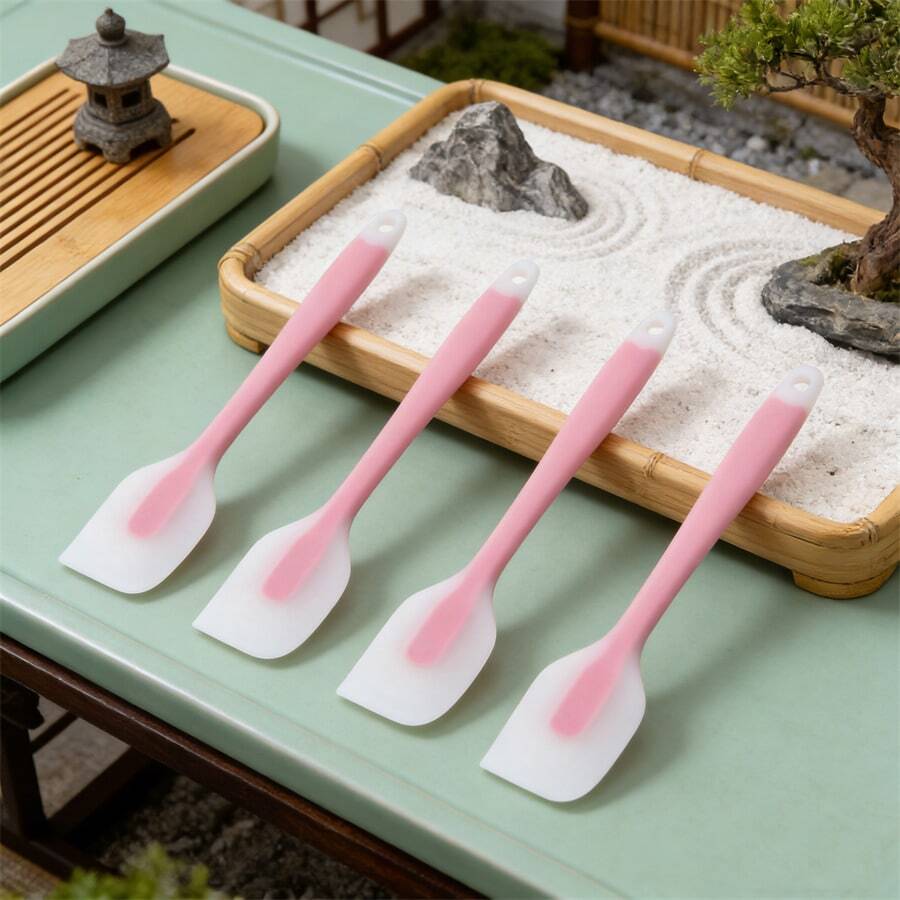 Small Silicone Spatula 8.2 Inch, 450°F Heat Resistant Flexible Scraper, Non-Stick Mini Turner For Precise Baking/Spreading/Mixing, Dishwasher Kitchen Tool (Pink/Lime/Mint Blue)[2/4 Packs] - Baby Blue - View 1