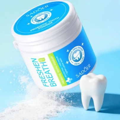 Polvo dental probiótico/pasta de dientes sólida, refresca el aliento, elimina las manchas y blanquea los dientes