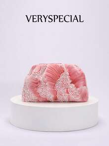 1 chiếc túi xách cầm tay bằng vải lanh lưới thêu họa tiết hoa, đính sequin PVC nhiều màu sắc, kiểu dáng đám mây, lấp lánh, sang trọng, thích hợp cho các dịp thường ngày, nghỉ lễ, tiệc tùng (Họa tiết hoa đính sequin được gửi ngẫu nhiên) - Màu Hồng Dưa hấu - Xem 11