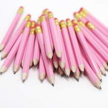 25支粉色爱心迷你派对礼品铅笔，白色铅笔，小白铅笔，游戏铅笔，新娘送礼会铅笔，高尔夫铅笔 - 粉色 - 查看 3