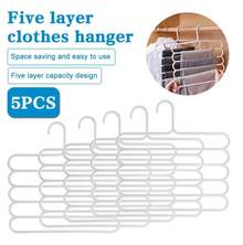 5/10pcs White 5-Tier Plastic Hanging Clothes Rack, Dorm Room Essential, Skirt/Pants/Scarf/Tie Hanger, Non-Slip, Space Saving Wardrobe Storage Back-To,Wardrobe Closet Space Saving Organizers Decor, Room Decorations, Decorations, Organizer, Home Storage, White T Shirt Women, Black Pants Women, - White - View 14