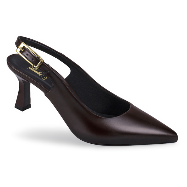 Loris Shoes Oficial Scarpin Feminino Slingback Salto Fino Médio Com Fivela No Cabedal Elegante E Social 028