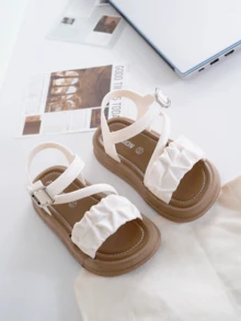 1 Pair Girls Hollow Design Cute Lady Style Open Toe PVC White Sandals, Suitable For Summer Holiday - White - View 7