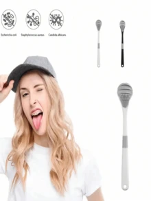 Tongue Cleaner With Hanging Rack, Antibacterial Soft Rubber Tongue Scraper - B - View 2