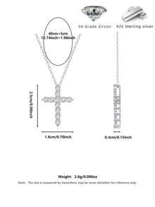 925 Sterling Silver Cubic Zirconia Cross Pendant Necklace, Delicate Jewelry For Women - Silver - View 8