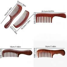 1把天然木质细齿梳，防静电防脱发，便携式设计，专为长发女性设计 - 彩色 - 查看 9