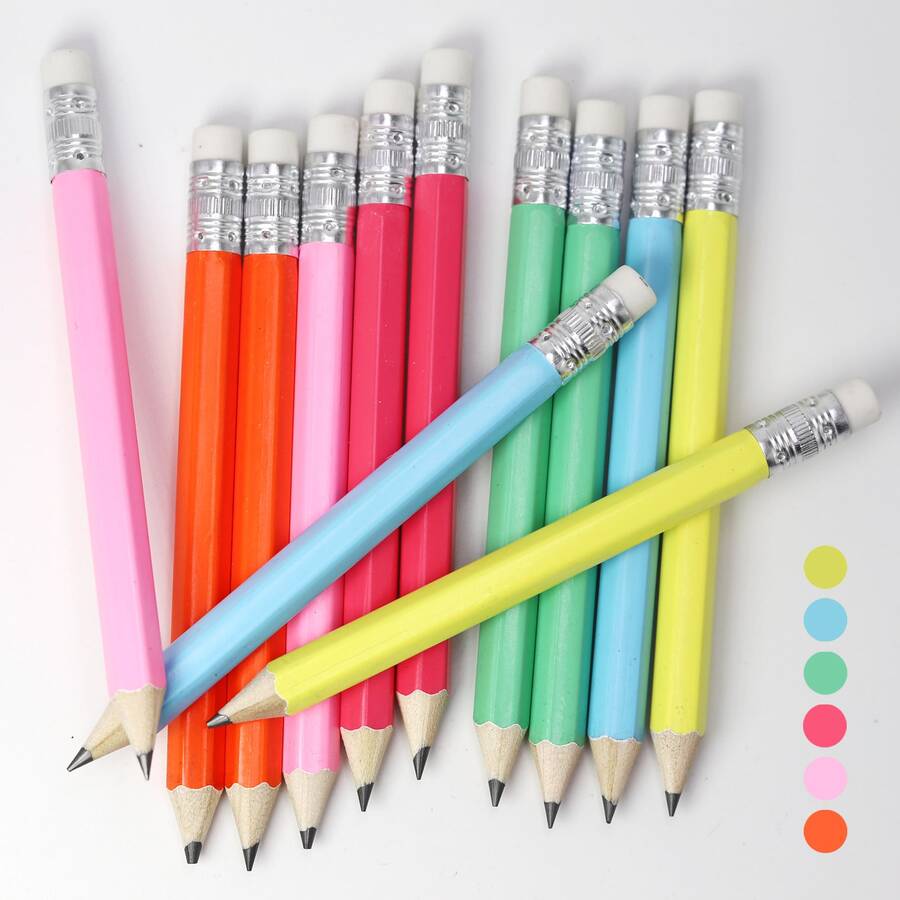 24支彩虹迷你铅笔 // 新娘铅笔、迷你铅笔、高尔夫铅笔、婚礼铅笔、婴儿派对礼品 + 1个卷笔刀