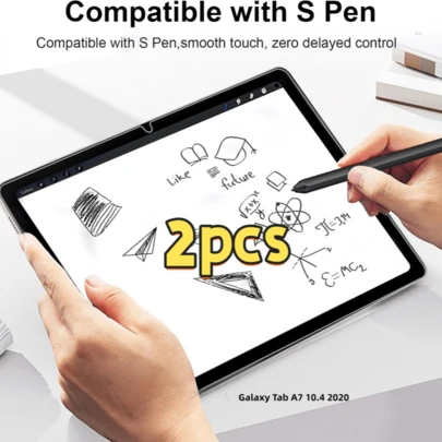 2片装高清白色屏幕保护膜，适用于Galaxy及其他系列平板电脑。它适用于Galaxy Tab S10/Tab A9/Tab A7/Tab S9 FE/Tab S6/Tab A9/Tab S8/Tab S7/Tab S8/Tab A8等多种型号，以及各种类型的屏幕保护膜，例如无气泡保护膜。
