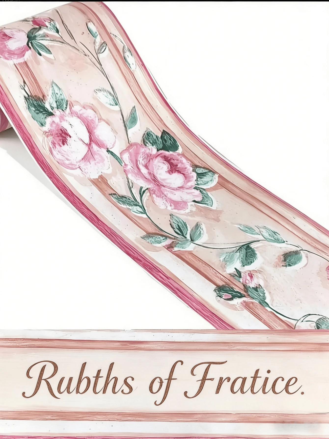 Pink Floral Self-Adhesive PVC Waterproof Baseboard, Decorative Trim For Princess Room, Bedroom Wall, Wear-Resistant - Pink Flowers - View 1