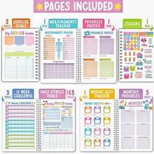 Fitness Journal For Women - Workout Journal For Women, Food And Fitness Journals, Undated Workout Log Book Planner, Exercise And Gym Journals, Exercise Planner Weight Loss Tracker - Blue - 查看 3
