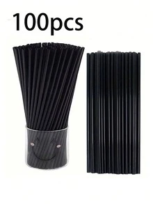 50-500pcs Flexible Black Plastic Straws, Bendable Party Decoration Straws, Plastic Drinking Straws, Coffee And Cocktail Stirrers, Beverage Accessories Suitable For Milkshakes, Smoothies, Bubble Tea, Iced Coffee, Great For Home Camping Picnic Party, Party Supplies, Household & School Essentials - 彩色 - 查看 15
