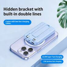 10000mAh High-Speed Fast Charging Portable Power Bank – Built-In USB-C Charging Cable With Convenient Foldable Phone Stand & Dual Output Ports, Wide Compatibility With IPhone17/16/15/14/13 & All Android Devices, Ultra-Compact Lightweight Design Easy To Carry Anywhere, Perfect Holiday & Birthday Gift For Family And Friends - Black - View 8