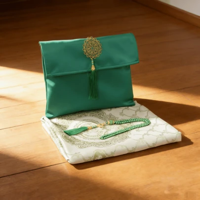 Bộ chiếu cầu nguyện bằng lụa di động 70*110cm, bao gồm túi đựng, bộ thảm du lịch