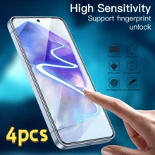 4片装高清钢化玻璃屏幕保护膜，防刮花，边缘光滑，防震，兼容三星Galaxy A13/A14 5G/A23/A34/A54/S24 FE/A54/A35/A15/A05s/S23 FE/S24FE/A06/A36/A56/A26及类似型号，高清晰度，无气泡，防刮花，全屏覆盖。 - 無色 - 查看 1