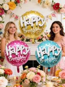 1 set de baloane rotunde din folie de 22 de inci cu mesajul "La mulți ani", decor pentru petrecere de ziua de naștere, ziua de naștere, accesorii pentru petrecere de ziua de naștere, decorațiuni pentru ziua de naștere, accesorii pentru petrecerea de 18 ani - Vizualizare 5