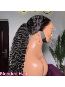 5x5 4*4 13*6 13x4 深卷直发巴西原生发高清蕾丝假发 无胶闭合假发 混合人发和纤维 预先拔毛 无胶 3秒佩戴 无胶蕾丝前假发 预漂白发结 200密度 - 自然色&黑色系 - 查看 2