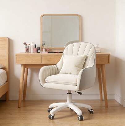 Home Office Chair Velvet Vanity Chairs Cute Makeup Desk Chair With Wheels Mid Back Computer Chairs Height Adjustable Small Swivel Rolling Task Chair