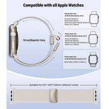 适用于 40mm、38mm、41mm、42mm、44mm、45mm、46mm、49mm 的弹性表带，男女通用，磁扣尼龙弹力运动表带，适用于 Series 11、10、9、8、7、6、5、4、3、SE、SE2、SE3、Ultra 和 Ultra 2/3，49mm、46mm、45mm、44mm、42mm，星光色 - 星光 - 查看 4