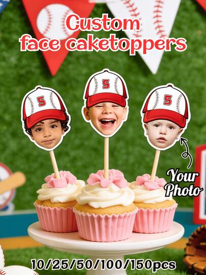 10/25/50/100/150 piezas Decoraciones personalizadas de retratos para pasteles o cupcakes, decoraciones de fotos personalizadas, pegatinas y impresiones de fotos personalizadas | Varias formas | Recuerdos de fiesta perfectos, etiquetas de regalo. Adecuado para el Día de San Valentín, el Día de la Madre, el Día del Niño, el Día del Padre, la temporada de graduación, bodas, inauguración de la casa, etc. Se pueden usar para decorar pasteles, tazas, hogar, restaurante, baño, dormitorio, oficina, salón de té, cocina, etc.