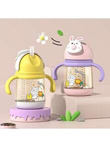 12盎司/360毫升婴儿幼儿大容量吸管杯，带手柄和挂绳 - 彩色 - 查看 1