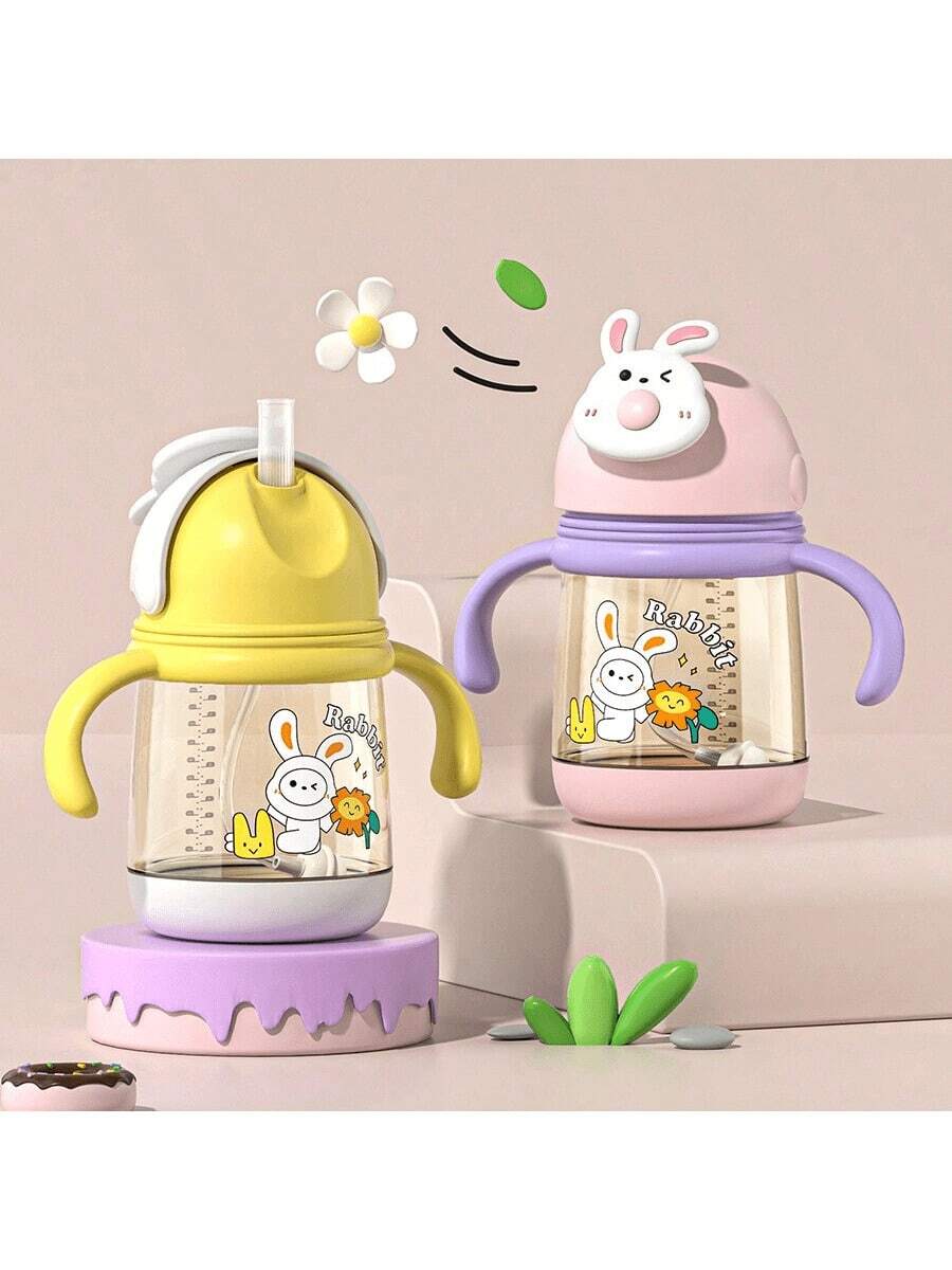 12盎司/360毫升婴儿幼儿大容量吸管杯，带手柄和挂绳 - 彩色 - 查看 1