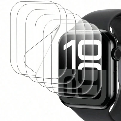 6pcs/Set Hydrogel Screen Protector Film Compatible With Apple Watch 49mm, 45mm, 41mm, 40mm, 44mm, 46mm And 42mm. This Soft Film Is Not Glass, Compatible With Apple Watch Series 10, 9, 8, 7, 6, 5, 4 And SE Accessories. Screen Protection Essentials, Applicable To Daily Shield, Office, Home Watch Screen Protector Watch Cover Watch Accessories Waterproof Shockproof Anti-Fall Anti-Fall Scratch Resistant Anti-Fingerprint Full Cover