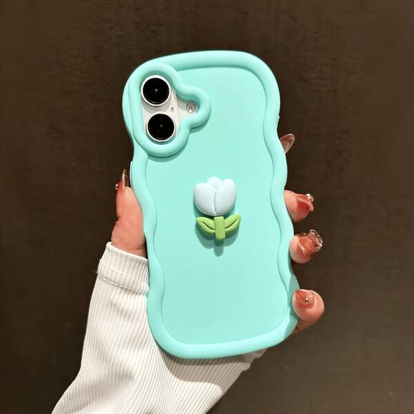 1 pieza Funda de teléfono minimalista con flor de tulipán de color macaron DIY, apta para Samsung Galaxy