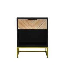 Modern Bedside Table With A Drawer And An Open Compartment For The Living Room, Bedroom And Hallway, Dimensions 43 X 40 X 55 Cm, Set Of 1 - 黑色 - 查看 6