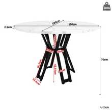 Dining Chair Set (5 Pieces), Dining Chair Set With 4 Chairs, Modern Kitchen Dining Chair Set, Round Table Diameter 100 Cm, Black Table Legs, White Marble Tabletop, Grey Velvet Dining Chair - Grey - View 8