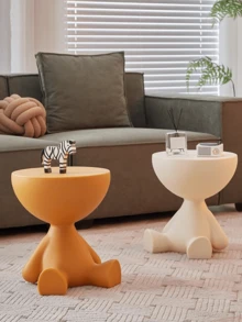 A Modern And Minimalist Creative Coffee Table With Double-Layer Storage Shelves, Can Be Used As A Nightstand, Suitable For Living Room, Bedroom And Office, In A Cream Color Style, Easy To Assemble. - Multicolor - View 1