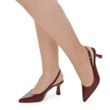 Loris Shoes Oficial Women's Slingback Pump With Medium Stiletto Heel And Buckle On The Upper - Elegant And Dressy 028 - 紅木色 - 查看 7