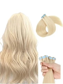 #613 30g 20pcs Straight Tape In Human Hair Extension. 18-28inch. Silky Seamless Invisible For Thin Hair Woman. Add Volume & Length. Natural Look. Top Quality Blue Tape In Hair Tape. - S613 - View 2