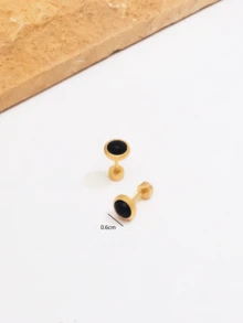 1对时尚、简约、百搭、优雅又可爱的女士耳钉 - 黑色 - 查看 11