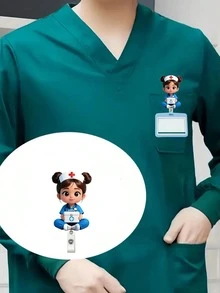2D 壓克力護理師女孩識別證套 - 可伸縮識別證夾 適用於醫學生和護理師 - PMMA 材質職場識別證夾 | 趣味設計 | 壓克力護理師配件 開學教師禮物 - 彩色 - 查看 6