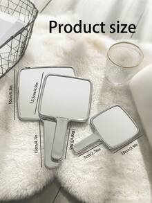 Customized Handle Mirror, Vintage Wavy Shaped Handheld Makeup Mirror, Portable Square Mirror, Birthday Gift For Friends, Girlfriend, Family - Multicolor - View 7