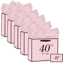 1組/2組/5組生日禮物袋，適用於21/30/40/50/60歲，附賀卡與薄棉紙，男女皆適用，適用於21/30/40/50/60歲(2005/1996/1986/1976/1986)，高級黑金週年慶禮物購物紙袋，適用於禮物包裝(黑色/粉色) - 查看 12