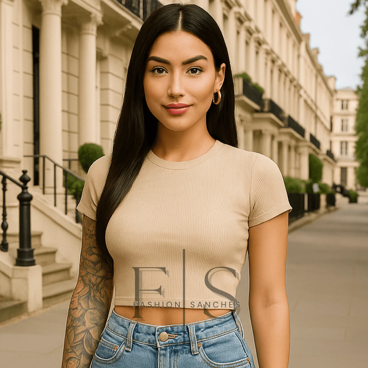 Maguinha Women's Cropped Top Short Sleeve Ribanna Premium - Beige - View 1