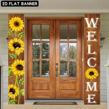 2D Flat Sunflower Design "Welcome" Couplet, Non-Illuminated, Made Of Polyester Fabric - 1 - View 5