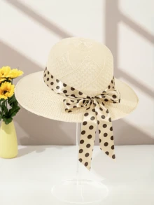 1pc, Ladies' Summer Straw Hat, Sunscreen Hat, Bucket Hat, Bohemian Style Hat, Suitable For Travel And Wearing - A - View 10