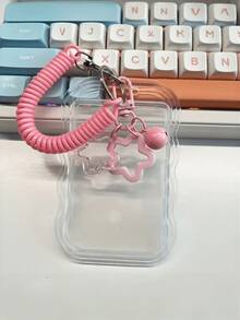 Bell-Shaped Star-Shaped Hanging Card Holder, Cardholder, Retractable Plastic Spring Card Strap Keychain - Cute And Practical, With A Removable, Wipeable Sliding Cover, Key Ring, And Detachable Lanyard/Pendant - Heavy-Duty Transparent Card Holder - Multicolor - View 15