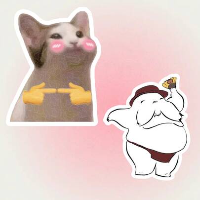 Pegatinas de gato tímido señalando | Pegatinas divertidas y lindas | Pegatinas de un anciano sosteniendo una flor | Personajes de dibujos animados peculiares | Pegatinas de calcomanías para patineta y portátil - Pegatinas de vinilo resistentes al agua, mate y duraderas con autoadhesivo para coche, ventana, portátil, camión, botella de agua - Diseño resistente y multiusos, calcomanías para coche