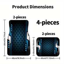 4pcs Car Floor Mats With Blue & Black Geometric Metal Print, Suitable For Various Car Models, All-Season, Fashionable & Minimalist, Easy To Install & Clean, Perfect Gift, Anti-Slip Mats, Universal Fit, Car Enthusiasts - Multicolor - View 4
