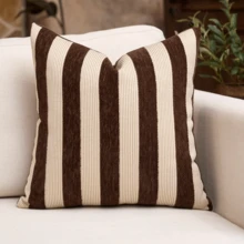 1 Vỏ gối trang trí họa tiết sọc Chenille, Gối trang trí nhà phong cách Bohemian trừu tượng hiện đại mềm mại cho ghế sofa, phòng ngủ, phòng khách, mọi mùa, cũng thích hợp làm quà tặng - Màu Khaki - Xem 20