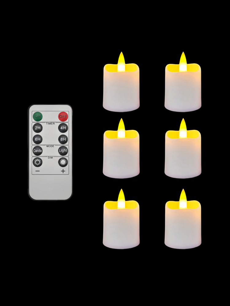 6/12/24 件装遥控蜡烛，电子闪烁茶蜡，LED 蜡烛，许愿蜡烛，电池供电暖白茶蜡，带遥控器，2/4/6/8 小时定时器，自动定时 LED 蜡烛，塑料材质，适用于家居装饰、婚礼、派对、礼物、蜡烛加热器、情人节、户外、桌面、婚礼等多种场合。 - 白色 - 查看 9