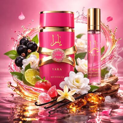 Lattafa YARA Candy Eau De Parfum For Women Gift Set 100ml + 20ml Spray – Sweet, Fruity Fragrance With Vanilla, Blackcurrant, Green Mandarin, And Musk