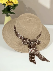 1顶女士夏季草帽，防晒帽，渔夫帽，波西米亚风帽子，适合旅行和日常佩戴 - A - 查看 10