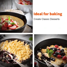 3PCS Cast Iron Non Stick Skillet Griddle Cooking Pan Pre-Seasoned Frying Pan Black - 黑色 - 查看 5