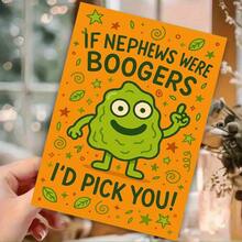 1pc Funny Nephew Greeting Card, Conveys Love And Humor, Suitable For Birthday Or Special Occasions, From Aunt/Uncle To Nephew, Includes Cute Cartoon Snot Character - View 7